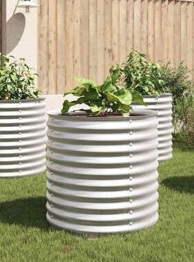 VidaXL Plantenbak verhoogd 80x80x81 cm gegalvaniseerd staal zilver