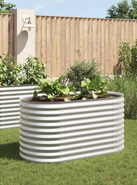 VidaXL Plantenbak verhoogd 160x80x81 cm gegalvaniseerd staal zilver