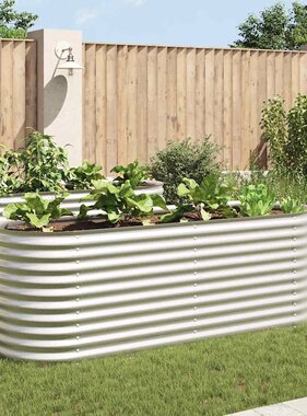 VidaXL Plantenbak verhoogd 240x80x81 cm gegalvaniseerd staal zilver