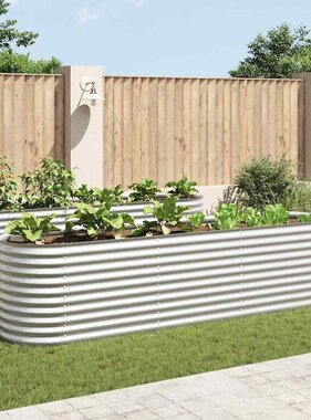 VidaXL Plantenbak verhoogd 320x80x81 cm gegalvaniseerd staal zilver