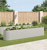 VidaXL Plantenbak verhoogd 400x80x81 cm gegalvaniseerd staal zilver