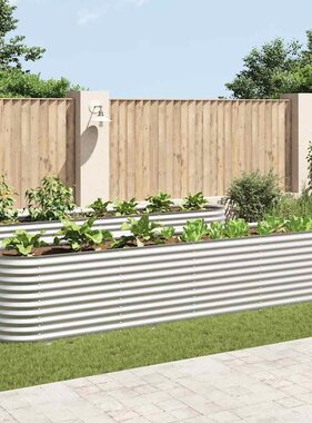 VidaXL Plantenbak verhoogd 400x80x81 cm gegalvaniseerd staal zilver