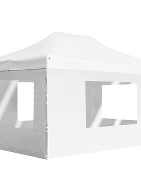 VidaXL Partytent inklapbaar met wanden 4,5x3 m aluminium wit