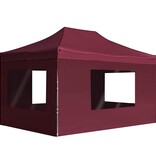 VidaXL Partytent inklapbaar met wanden 4,5x3 m aluminium wijnrood