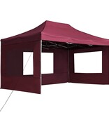 VidaXL Partytent inklapbaar met wanden 4,5x3 m aluminium wijnrood