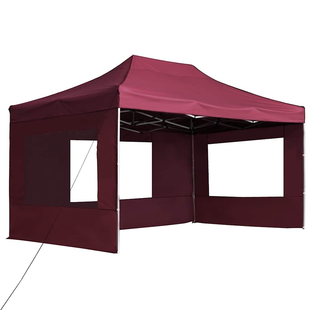 VidaXL Partytent inklapbaar met wanden 4,5x3 m aluminium wijnrood