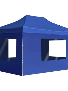VidaXL Partytent inklapbaar met wanden 4,5x3 m aluminium blauw
