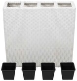 VidaXL Plantenbak verhoogd met 4 potten poly rattan wit
