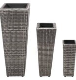 VidaXL Plantenbakken verhoogd 3 st poly rattan grijs