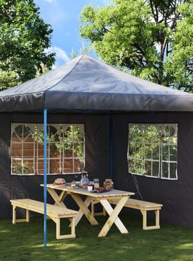 VidaXL Tentwanden met raam PE antraciet 2 st