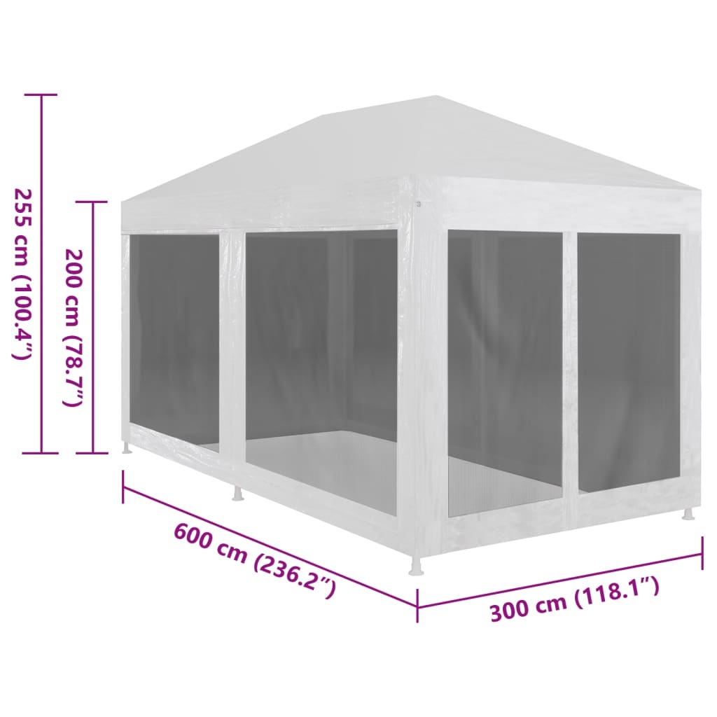 VidaXL Partytent met 6 mesh zijwanden 6x3 m