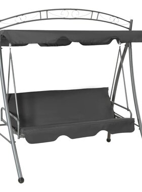 VidaXL Schommelbank voor buiten met dak 198x120x205 cm staal antraciet
