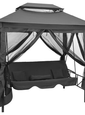 VidaXL Schommelbank voor buiten met dak 220x160x240 cm staal antraciet