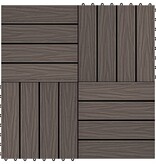 VidaXL Terrastegels diep reliëf 30x30 cm 1 m² HKC donkerbruin 11 st