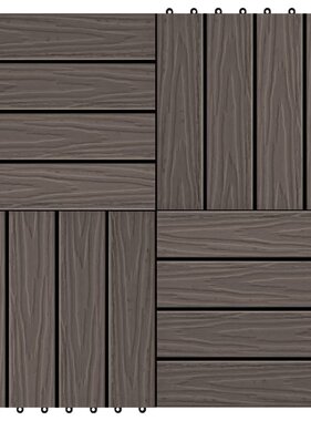 VidaXL Terrastegels diep reliëf 30x30 cm 1 m² HKC donkerbruin 11 st