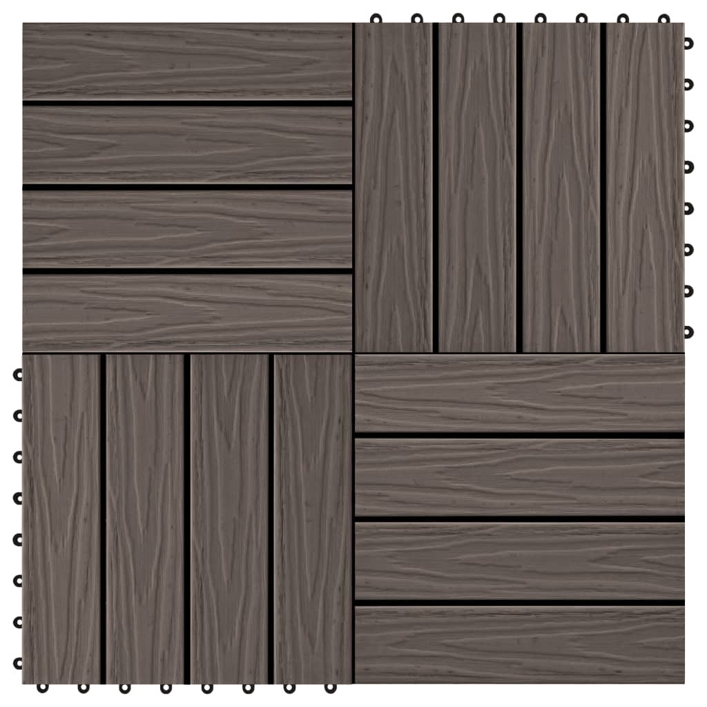 VidaXL Terrastegels diep reliëf 30x30 cm 1 m² HKC donkerbruin 11 st