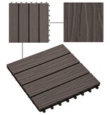VidaXL Terrastegels diep reliëf 30x30 cm 1 m² HKC donkerbruin 11 st