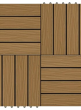 VidaXL Terrastegels diep reliëf 30x30 cm 1 m² HKC teakkleur 11 st