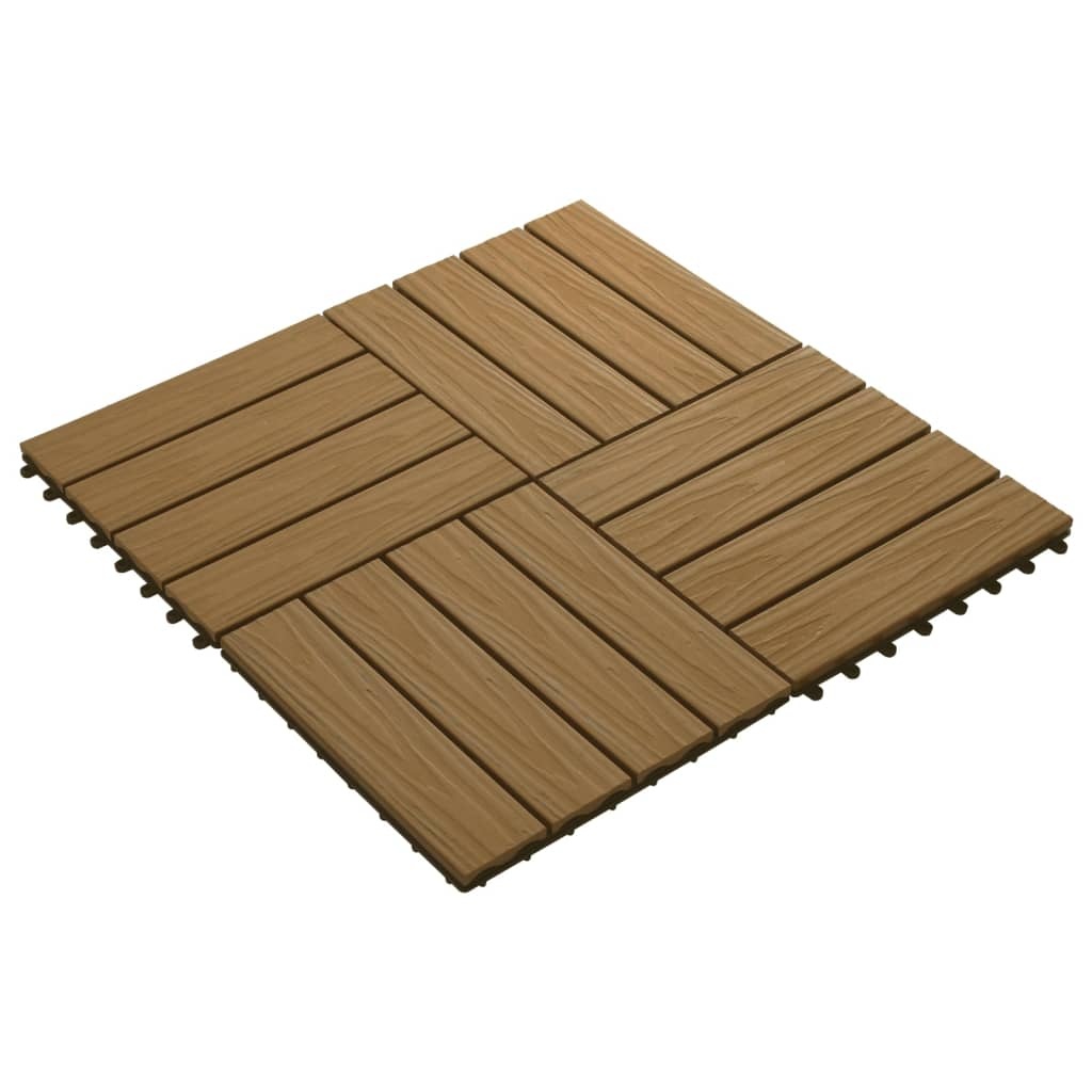 VidaXL Terrastegels diep reliëf 30x30 cm 1 m² HKC teakkleur 11 st