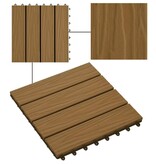 VidaXL Terrastegels diep reliëf 30x30 cm 1 m² HKC teakkleur 11 st