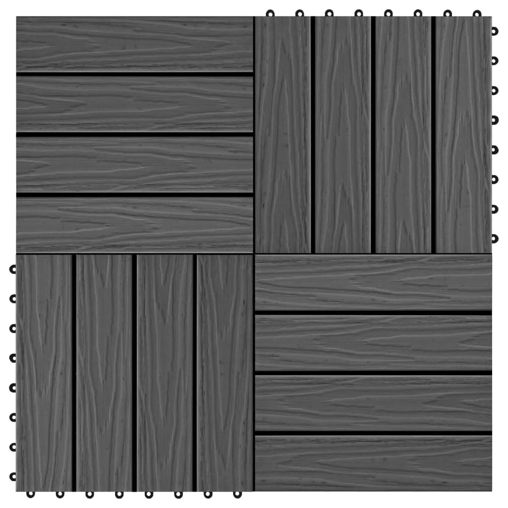 VidaXL Terrastegels diep reliëf 30x30 cm 1 m² HKC zwart 11 st