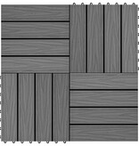 VidaXL Terrastegels diep reliëf 30x30 cm 1 m² HKC grijs 11 st