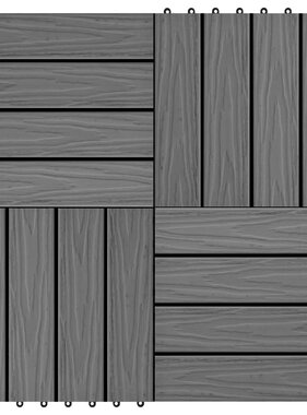 VidaXL Terrastegels diep reliëf 30x30 cm 1 m² HKC grijs 11 st