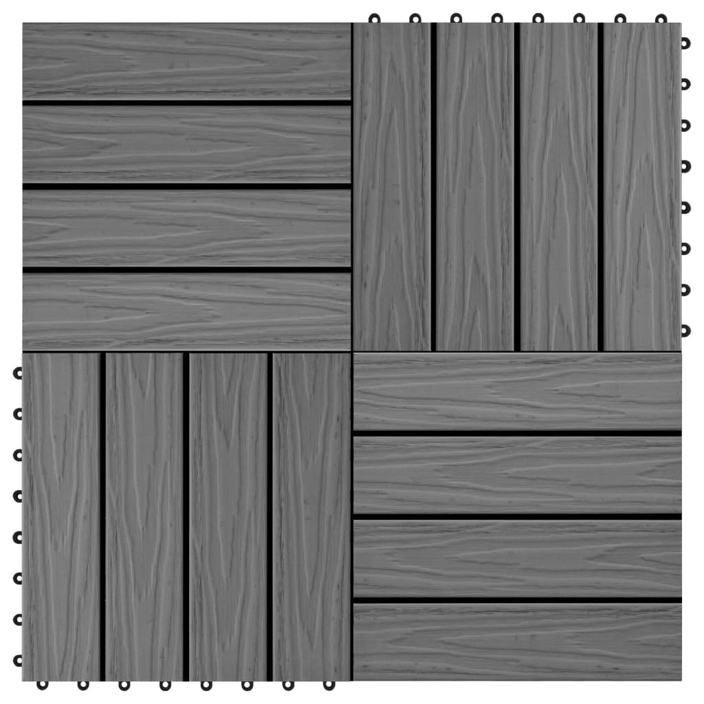 VidaXL Terrastegels diep reliëf 30x30 cm 1 m² HKC grijs 11 st