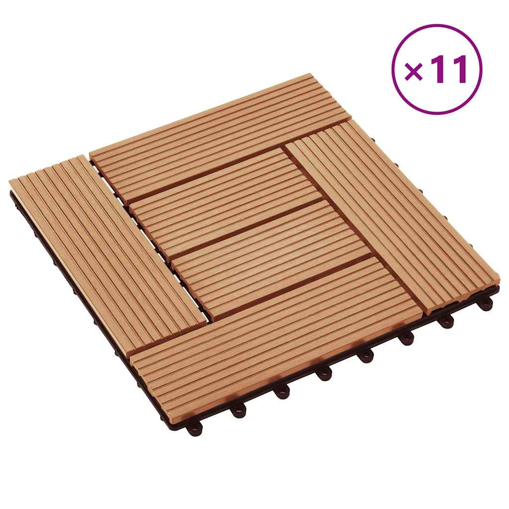 VidaXL Terrastegels 30x30 cm 1 m² HKC teakkleur 11 st