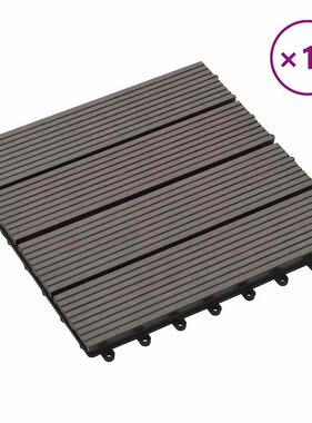 VidaXL Terrastegels 30x30 cm 1 m² HKC donkerbruin 11 st