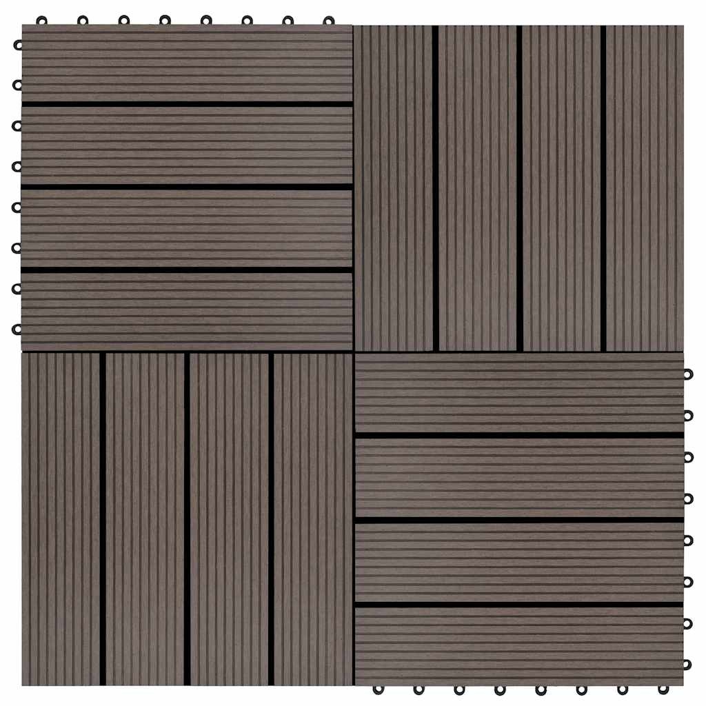 VidaXL Terrastegels 30x30 cm 1 m² HKC donkerbruin 11 st