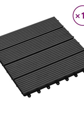 VidaXL Terrastegels 30x30 cm 1 m² HKC zwart 11 st