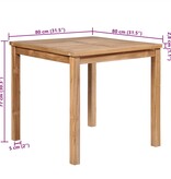 VidaXL Tuintafel 80x80x77 cm massief teakhout
