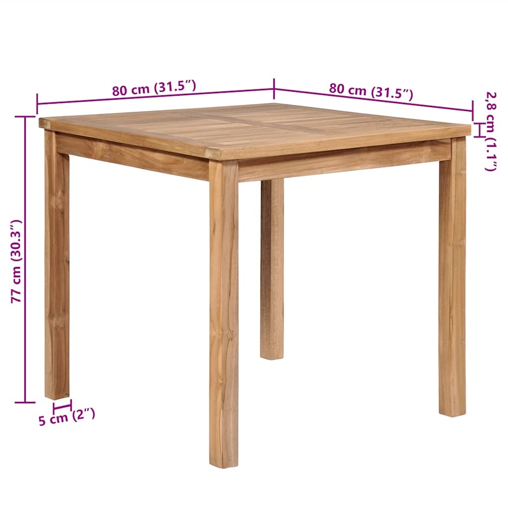 VidaXL Tuintafel 80x80x77 cm massief teakhout