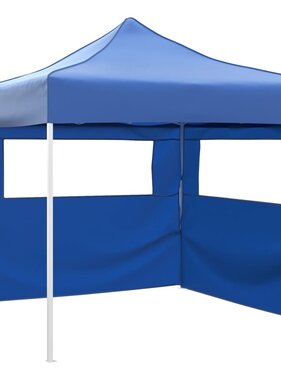 VidaXL Vouwtent met 2 wanden 3x3 m blauw