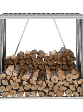 VidaXL Haardhoutschuur 163x83x154 cm gegalvaniseerd staal grijs