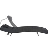 VidaXL Ligbed poly rattan en textileen zwart