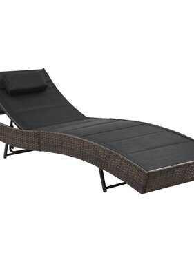 VidaXL Ligbed poly rattan en textileen bruin
