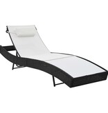 VidaXL Ligbedden 2 st met tafel poly rattan en textileen zwart