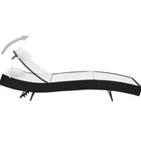 VidaXL Ligbedden 2 st met tafel poly rattan en textileen zwart