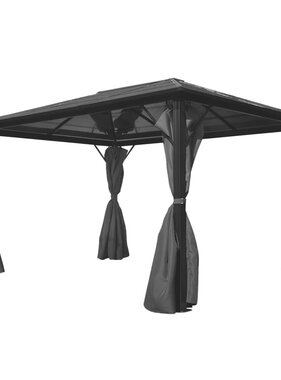 VidaXL Prieel met gordijn 400x300 cm aluminium antraciet