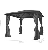 VidaXL Prieel met gordijn 300x300 cm aluminium antraciet