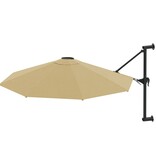 VidaXL Wandparasol met metalen paal 300 cm taupe