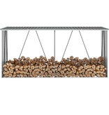 VidaXL Haardhoutschuur 330x84x152 cm gegalvaniseerd staal grijs