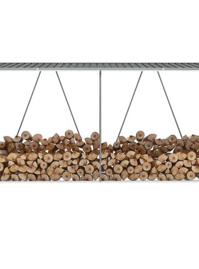 VidaXL Haardhoutschuur 330x84x152 cm gegalvaniseerd staal grijs