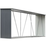 VidaXL Haardhoutschuur 330x84x152 cm gegalvaniseerd staal grijs
