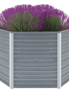 VidaXL Plantenbak verhoogd 129x129x77 cm gegalvaniseerd staal grijs