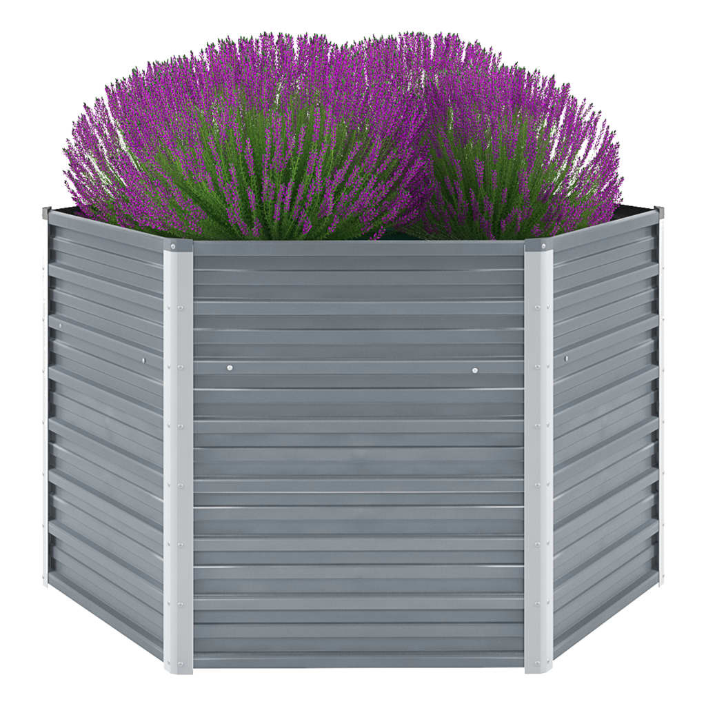 VidaXL Plantenbak verhoogd 129x129x77 cm gegalvaniseerd staal grijs