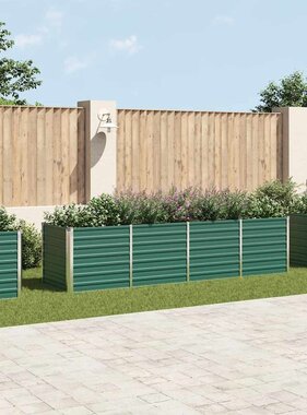 VidaXL Plantenbak verhoogd 320x80x77 cm gegalvaniseerd staal groen