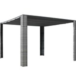 VidaXL Prieel met dak 300x300x220 cm poly rattan grijs en antraciet
